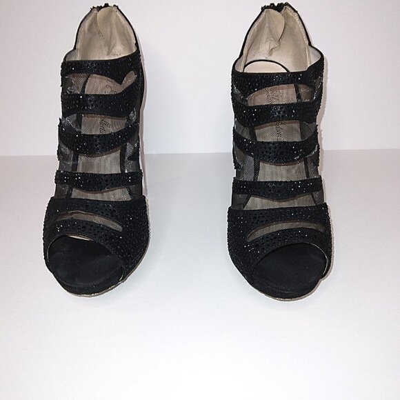 DE BLOSSOM COLLECTION BLACK MESH BEADED HEELED BOOT | STYLE YAEL-54 | SIZE 8.5 - Picture 3 of 9